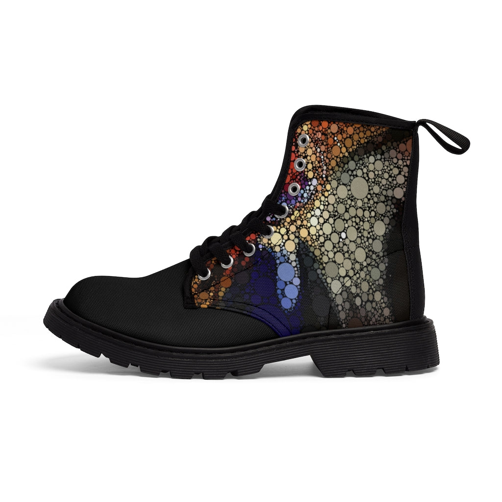 Festival boots with explosive dot pattern over sides and back