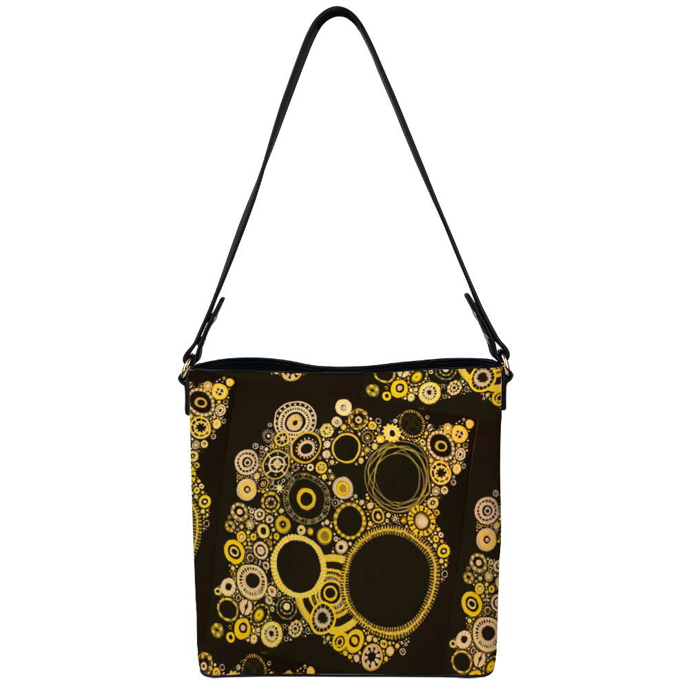 Shoulder bag with yellow on black bumblebee colour scheme