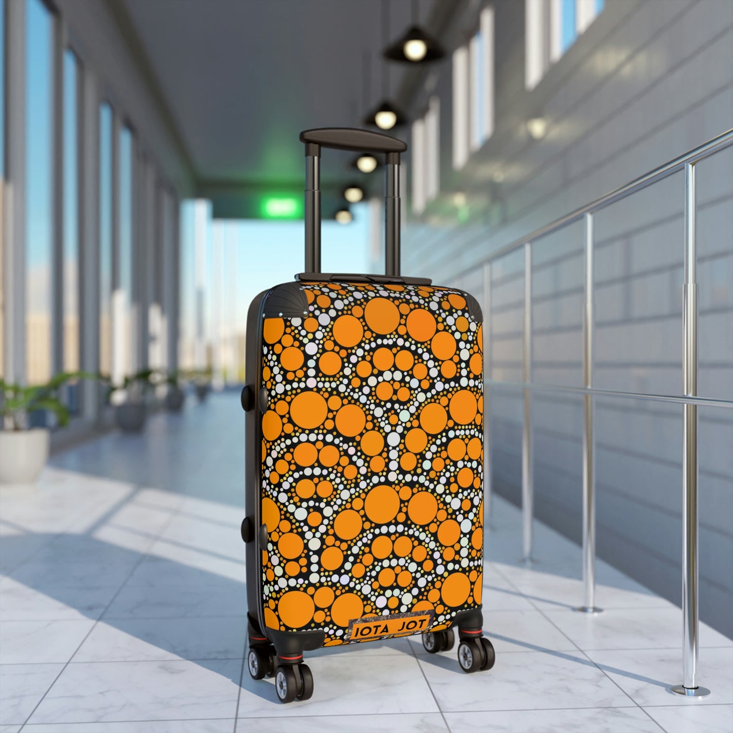 Airport scene Wheeled small suitcase / Carry on luggage with a brilliant depiction of interlocked arches