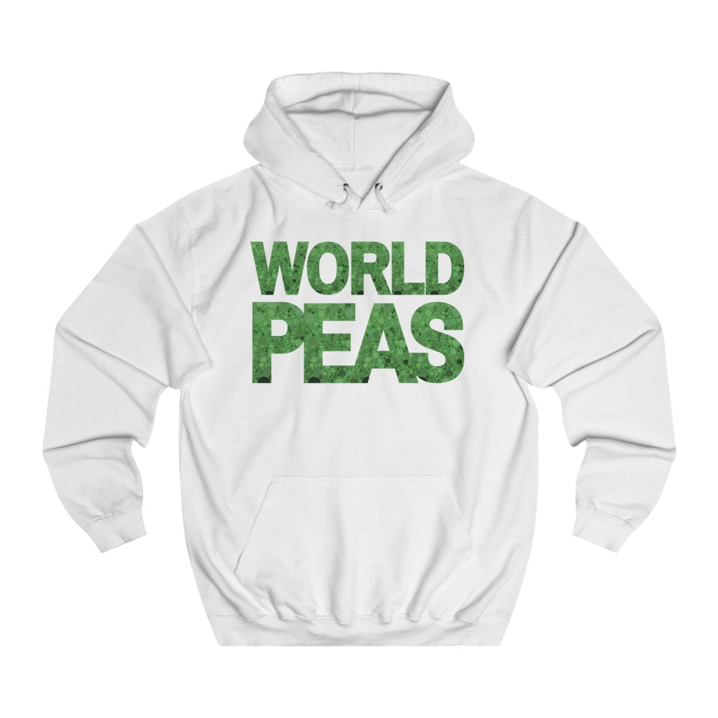 Everyday white hoodie with a pun - World Peas instead of World Peace