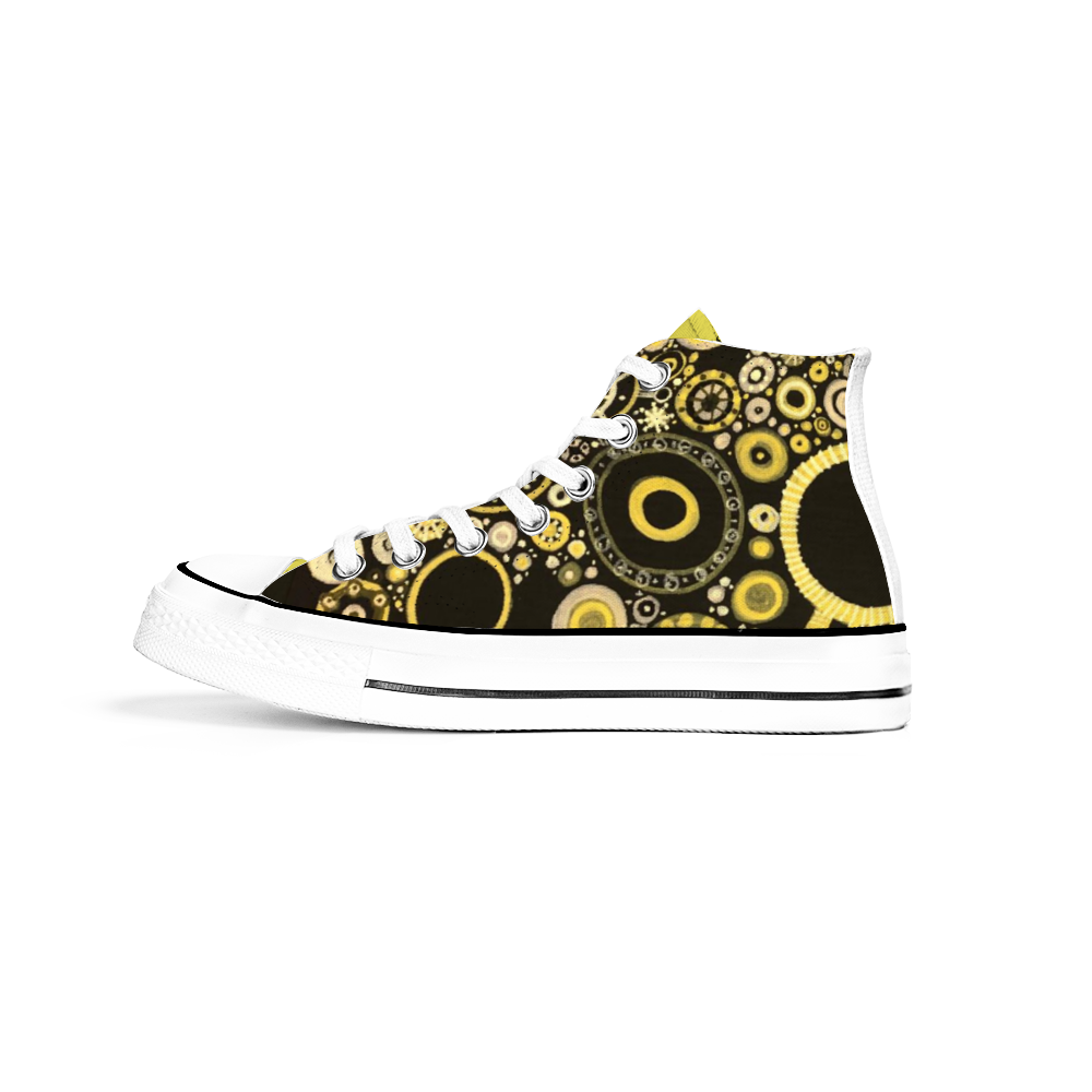 Gymboots Sneakers with sunshine and bumblebee tones with a yellow tongue