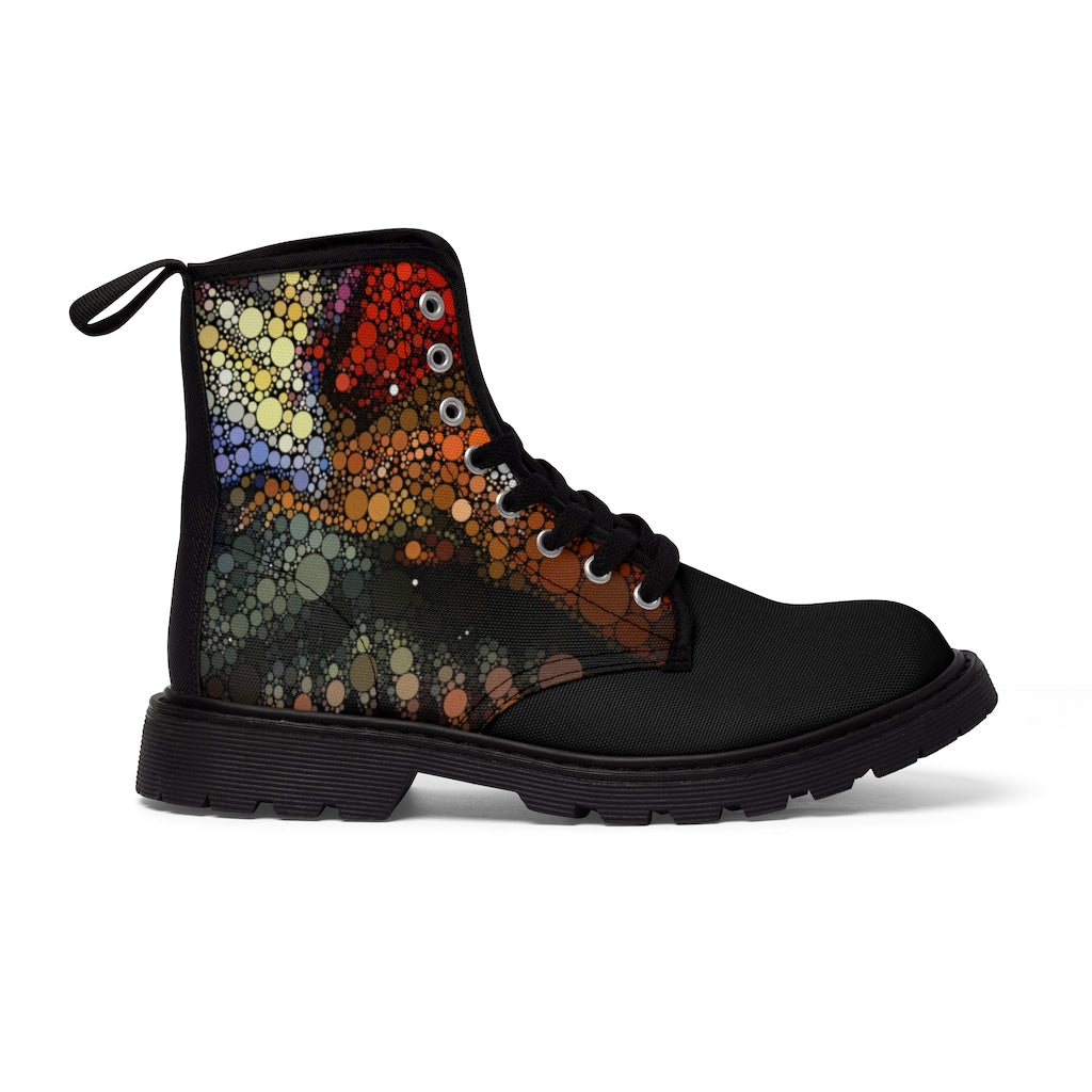 Festival boots with explosive dot pattern sides and black toe