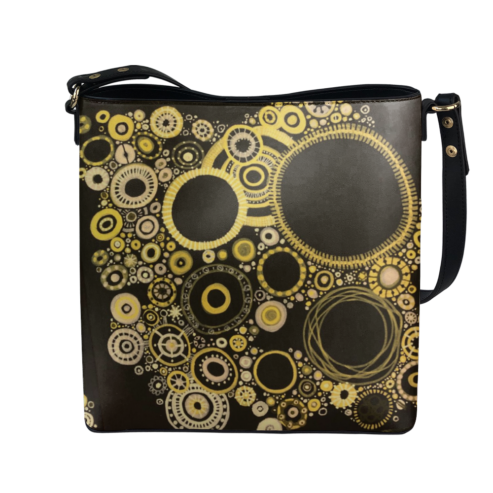 Shoulder bag with yellow on black bumblebee colour scheme