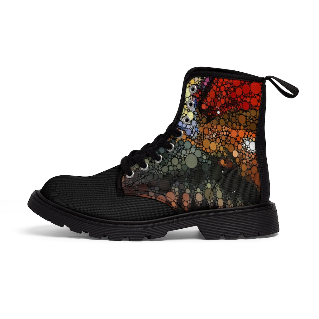 Festival boots with explosive dot pattern sides and black toe